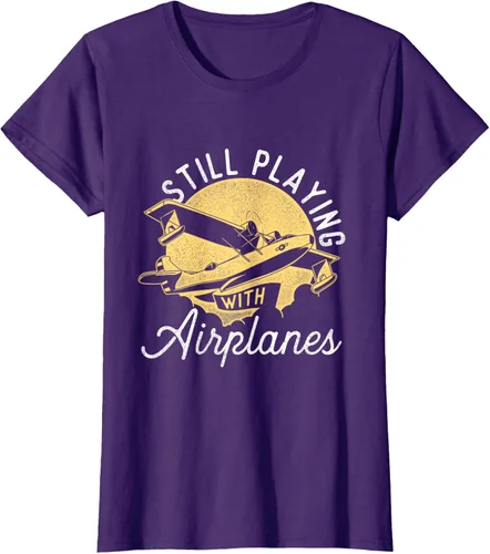 Miniatura 11 de Still Playing With Airplanes - Camiseta de control remoto RC Avión Piloto, Negro