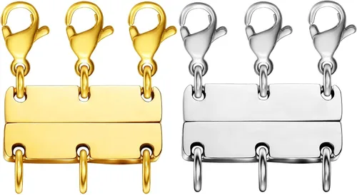 Miniatura 12 de Cierre de capas de collar con cierre magnético para joyas, separador de oro y plata para collares y cadenas apilables 4 piezas oro y plata