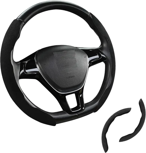 Funda de gamuza para volante de automóvil, antideslizante, segmentada, adecuada para automóvil, SUV, camión, forma O/D, protector de volante de