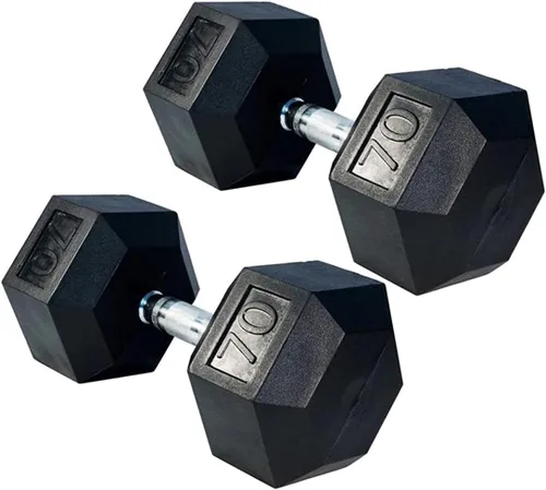 Miniatura 11 de Gronk Fitness Pares de mancuernas hexagonales de goma, 5 libras a 70 libras, equipo de entrenamiento para hombres y mujeres, hierro fundido