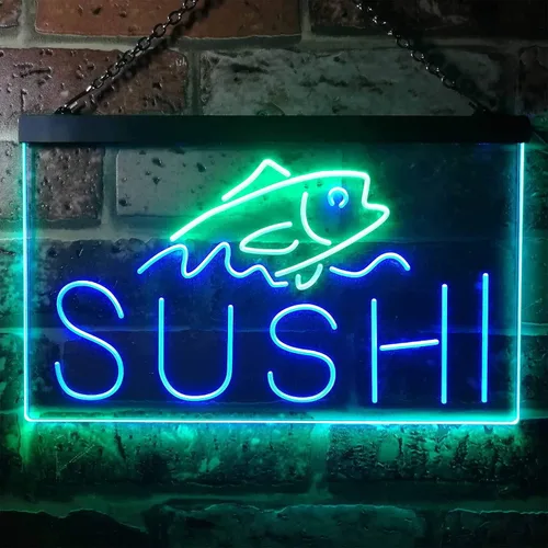 Miniatura 48 de ADVPRO Sushi Fish Sashimi Restaurant - Letrero de neón LED de doble color, azul y rojo, 12 x 8.5 pulgadas, st6s32-i3334-br