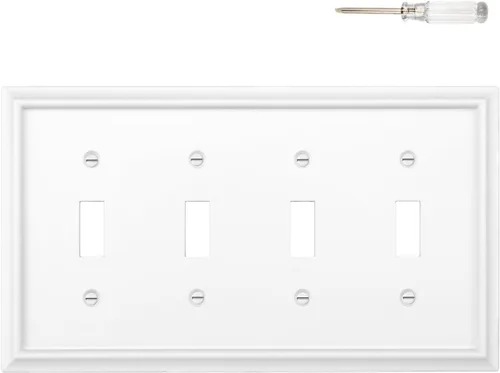 Miniatura 12 de Cubiertas para Tomacorrientes Dúplex de Pared, Cubierta Clásica para Interruptor de Luz Blanco – Placa de Cubierta de Tomacorriente Eléctrico
