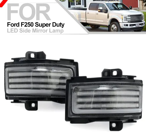 Miniatura 2 de Conjunto de luces LED para espejo lateral para Ford F-150 F-250 F-350 F-450 F-550 Super Duty 2015-2023 LED de remolque manual plegable espejo