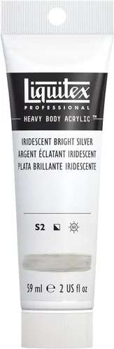 Liquitex Heavy Body - Pintura acrílica profesional, tubo de 2.0 fl oz (59 ml), color plateado brillante iridiscente Plata brillante iridiscente