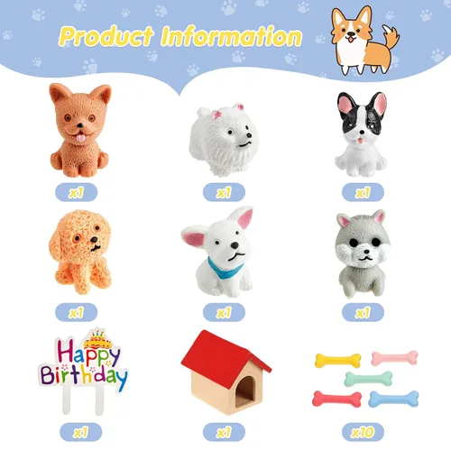 Miniatura 2 de Chunful Juego de 18 piezas de decoración de pastel de perro, figuras de cachorro, decoración de pastel de hueso de perro, decoración de pastel