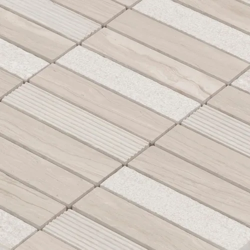 Miniatura 2 de Modket Mármol de roble blanco apilado mezclado con textura piedra azulejo malla montado en muro TDH60MO (1 hoja)