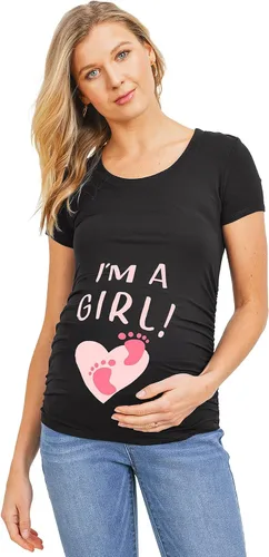 Miniatura 4 de Camisas de maternidad de manga corta para mujer, camisetas de maternidad divertidas para embarazo, con laterales fruncidos, camisa casual