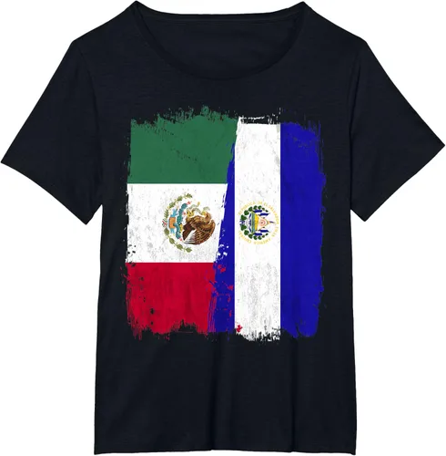 Miniatura 34 de Camiseta con la bandera mexicana de El Salvador con la mitad de la bandera mexicana de El Salvador
