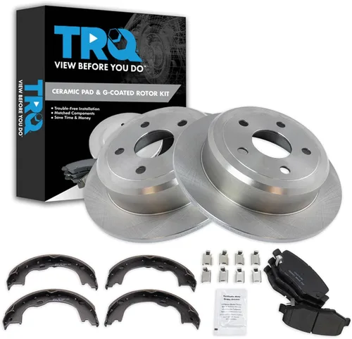 Miniatura 95 de TRQ Kit de pastillas de freno y rotor Posi trasero premium con zapatas de estacionamiento para camión GM SUV