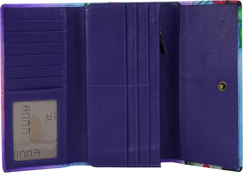 Miniatura 3 de Anna de Anuschka - Cartera organizadora de tres pliegues pintada a mano para mujer