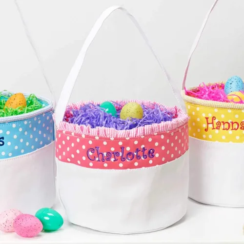 Miniatura 10 de Cesta de Pascua personalizada suave y ligera (rosa bebé)