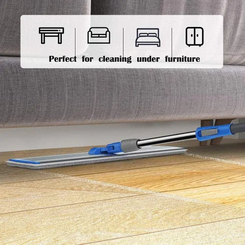 Miniatura 5 de Trapeadores húmedos de microfibra de 24 pulgadas, trapeador de piso plano resistente, mango ajustable con 4 trapos lavables