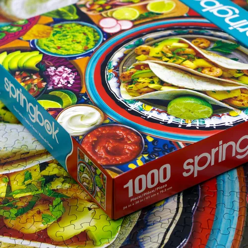 Miniatura 9 de Springbok Taco Table - Rompecabezas de 1000 piezas para adultos, tema de fiesta de tacos del Cinco de Mayo, ideal para noches de juego, tamaño Mesa