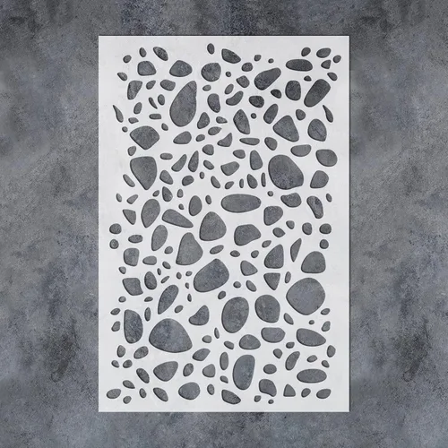 GSS Designs - Plantilla grande de terrazo de 16 x 24 pulgadas, sin costuras, patrón repetitivo, plantillas de pared reutilizables para pintar patrón
