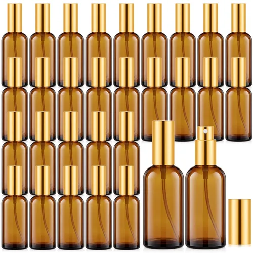 Miniatura 23 de Roshtia 30 Pcs 0.33 oz/ 10 ml Beech Wood Color Glass Spray Bottle Refillable Perfume Atomizer Clear Decorative Empty Bottles with Fine Mist Sprayer