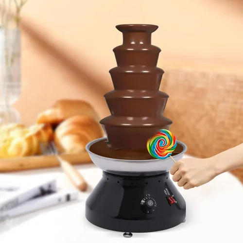 Fuente de chocolate, torre comercial de fondue de chocolate caliente, 5 niveles, 7 libras, gran capacidad, máquina de calentamiento de fusión de