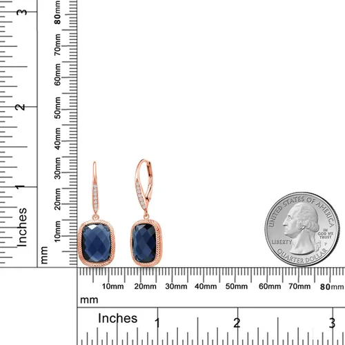 Miniatura 36 de Gem Stone King Aretes colgantes de plata de ley 925 con piedra natal y diamantes blancos cultivados en laboratorio de 4.60 quilates para mujer