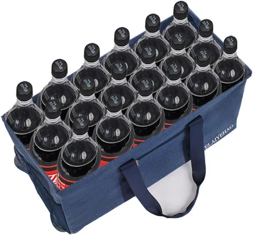 Miniatura 4 de YELAIYEHAO 2 bolsas de mano grandes para uso general, bolsa de asas plegable plegable Azul oscuro