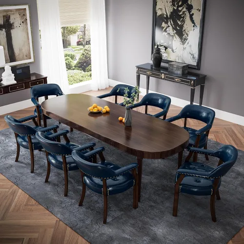 Miniatura 4 de Sillas de comedor con tapizados y brazos, silla de escritorio de oficina con remaches de metal. Sillas de capitán de jefe de PU, taburetes