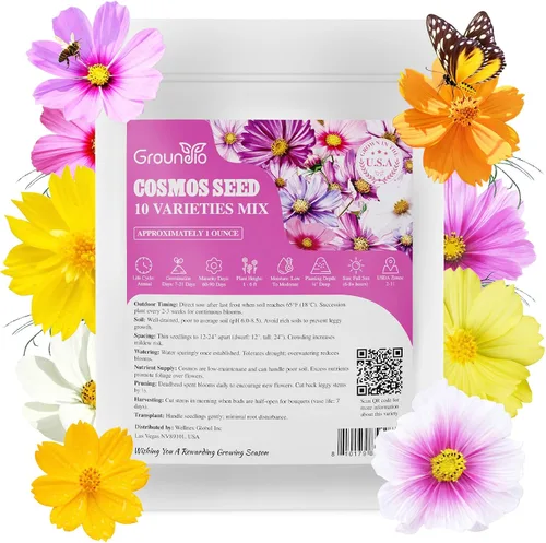 10 variedades de semillas de cosmos, 1 onza con más de 5000 semillas de flores silvestres Crazy Blend Cosmos, mezcla de sensación, Candystripe,