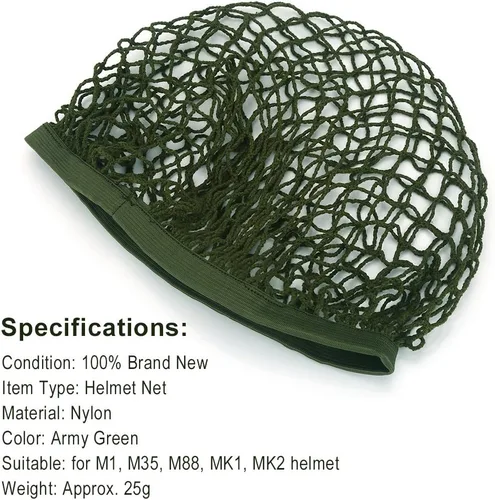 Miniatura 2 de Acogedor Cubierta de red de nailon verde militar, cubierta elástica para casco M1 M35 M88, ligera para caza al aire libre supervivencia en el campo