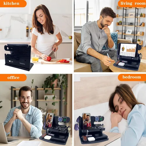Miniatura 2 de VEIYAILU Regalos para hombres, papá, mujer, marido, novio, él, mesita de noche, organizador para hombres, estación de acoplamiento de teléfono