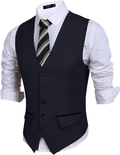 Miniatura 2 de COOFANDY Chaleco de traje de negocios para hombre chaleco de vestir ajustado chaleco de boda