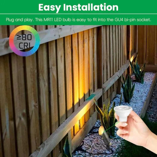 Miniatura 6 de MR11 Gu4.0 Bombilla LED Bi-pin 3W 12VAC/DC Focos LED de bajo voltaje Blanco cálido 2700K-3000K para iluminación de paisaje al aire libre y luces
