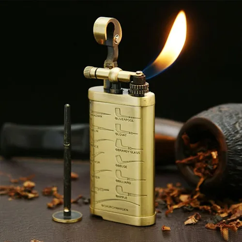 Miniatura 2 de Encendedor de rueda retro, llama suave, encendedor de trinchera, brazo de elevación antiguo, encendedor de cigarrillos de pipa de tabaco