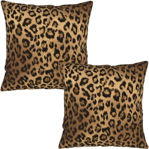 Miniatura 30 de Funda de almohada marrón con estampado de leopardo - 2 piezas Funda de almohada de guepardo de 16x16 pulgadas Fundas de almohada de algodón
