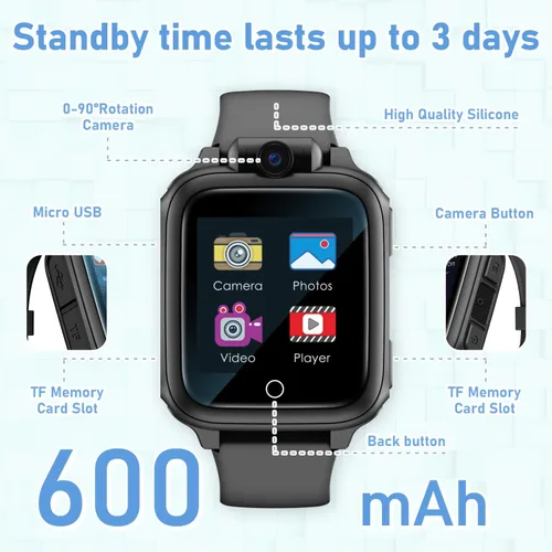 Miniatura 7 de Awatty Reloj Inteligente para Niños, Reloj para Niños con 26 Juegos Cámara Grabadora de Video Música Alarma Calculadora Calendario Linterna