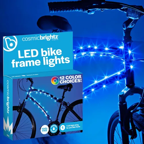Miniatura 16 de Brightz CosmicBrightz - Cuerda de luz LED para marco de bicicleta, cuerda de 6.5 pies, funciona con pilas con interruptor de encendido/apagado