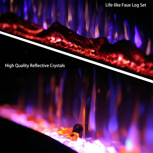 Miniatura 4 de Inserto de chimenea eléctrica empotrable de 36 pulgadas, 5 ajustes de llama, juego de troncos u opciones de cristal, control de temperatura por