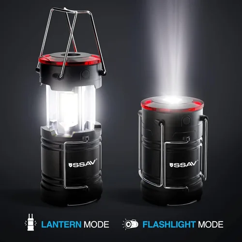Miniatura 5 de SSAV Paquete de 2 linternas LED para campamento, linternas LED, kits de supervivencia adecuados para huracanes, luz de emergencia para tormentas