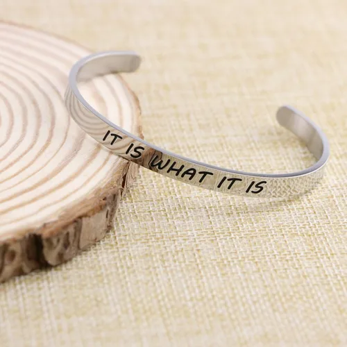 Miniatura 3 de Yiyang Pulseras inspiradoras para mujer de acero inoxidable con mantra para ella, Metal