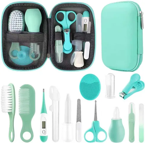 Miniatura 12 de Kit de aseo para bebé, juego de cuidado de seguridad para bebés con cepillo de pelo, peine, cortaúñas, aspirador nasal, kit de artículos esenciales