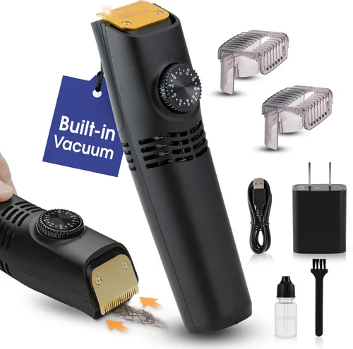 Miniatura 7 de Bell+Howell Vacutrim - Cortadora de barba inalámbrica – Afeitadora eléctrica recargable con aspiradora integrada, 20 ajustes de recorte, indicador