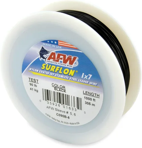 Miniatura 8 de Alambre de pesca americano Surflon recubierto de nailon 1x7 de acero inoxidable, línea líder de pesca para agua salada, prueba de 10 libras - prueba