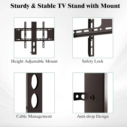 Miniatura 5 de Soporte de TV de 63 pulgadas de ancho con soporte para TV de 50, 55, 65, 75 pulgadas, centro de entretenimiento con toma de corriente y luces LED