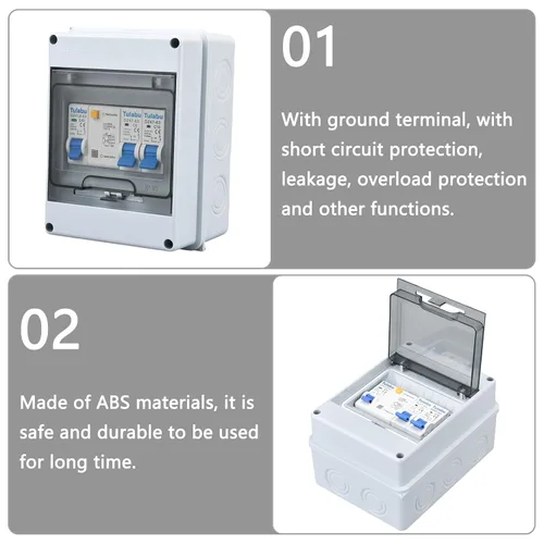 Miniatura 4 de Disyuntores en miniatura de 5 vías con caja de distribución impermeable para exteriores, 40 A, 220 V, protección contra fugas a tierra, sobrecarga
