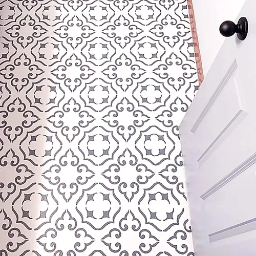 Miniatura 6 de STENCILIT® Plantilla de azulejos de Málaga para suelos, paquete de 2 para una plantilla de azulejos de 12 x 12 pulgadas, plantillas de hormigón