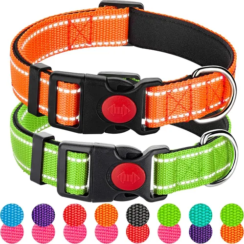 Miniatura 15 de Paquete de 2 collares reflectantes para perros medianos, hembras, machos, collares de nailon para cachorros, perros pequeños y grandes, con hebilla