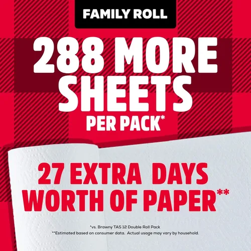 Miniatura 5 de Brawny Tear-A-Square Toallas de papel de 3 capas, 12 rollos familiares XL = 30 rollos regulares, fuertes, absorbentes y duraderas con 3 tamaños