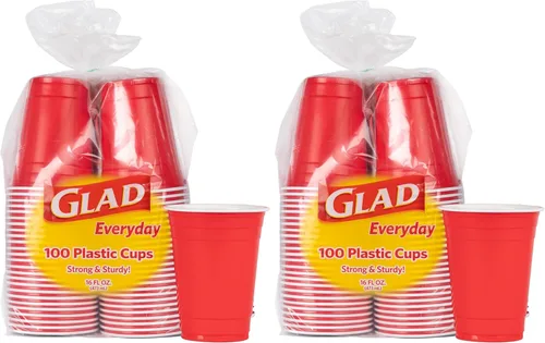 Miniatura 9 de Tazas de plástico desechables de Glad Everyday de plástico, 100 unidades, resistentes y resistentes, de plástico, color rojo para todas las ocasiones