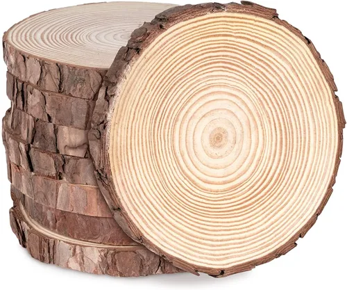Miniatura 4 de Paquete de 6 rebanadas redondas de madera rústica de 7 a 8 pulgadas, sin terminar, ideal para bodas, centros de mesa y manualidades