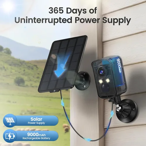 Miniatura 6 de Cámara de seguridad celular 4G LTE inalámbrica para exteriores, magnética, no necesita WiFi, panorámica de 300°, alimentada por energía solar