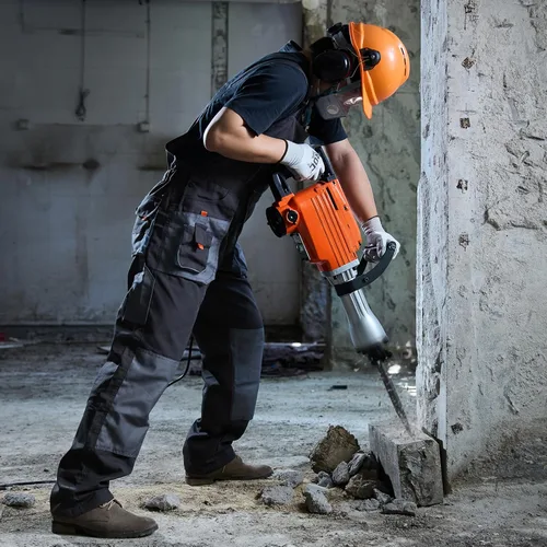 Miniatura 9 de VEVOR Martillo de demolición Jack Hammer, Martillo eléctrico MAX 2200W de alta resistencia, rompedor de hormigón de 1400 BPM, 4 piezas de cinceles