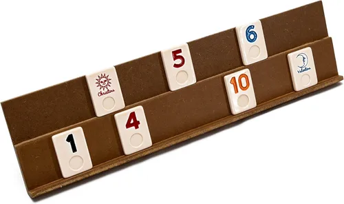 Miniatura 4 de United Nations of New York, Deluxe Rummy Set con números grabados de gran tamaño y estantes de madera en una caja de mapa de estilo vintage