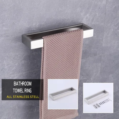 Miniatura 9 de GERZWY Juego de accesorios de baño de 2 piezas de acero inoxidable contemporáneo montado en la pared - Soporte para papel higiénico con anillos