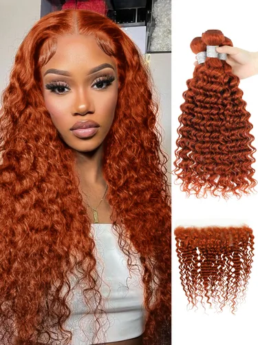 Miniatura 28 de P4/27 Cabello Humano Solitario de Onda Profunda con Reflejos Rubios Miel, 12A 100% Tejido Brasileño Virgen Ondulado Grueso con Mechas Ombre Marrón
